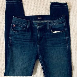 Hudson skinny jeans with distressed hem
